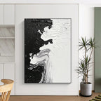 Black - White Abstract Flow Painting with Dynamic Textures WINK350
