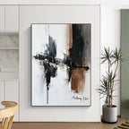 Monochrome Abstract Strokes Artistic Abstract Painting for Modern Spaces GAB1400