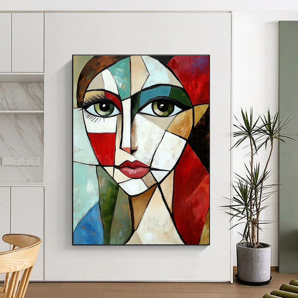 Cubist Woman’s Face Artistic Abstract Painting for Avant - Garde Interiors GAB1427