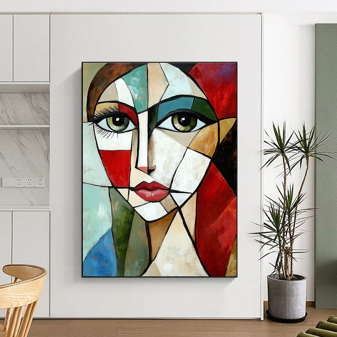 Cubist Woman’s Face Artistic Abstract Painting for Avant - Garde Interiors GAB1427