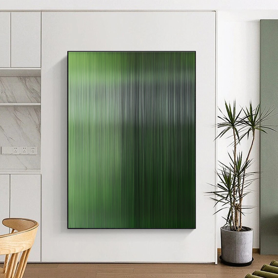 Green - Striped Abstract Painting with Vertical Motion WINK870