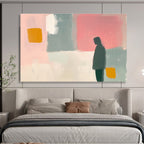 Solitary Figure Abstract Painting with Calm Introspective Mood ABS538