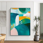 Colorful Abstract Shapes with Dots Abstract Painting with Playful Energy WINK266