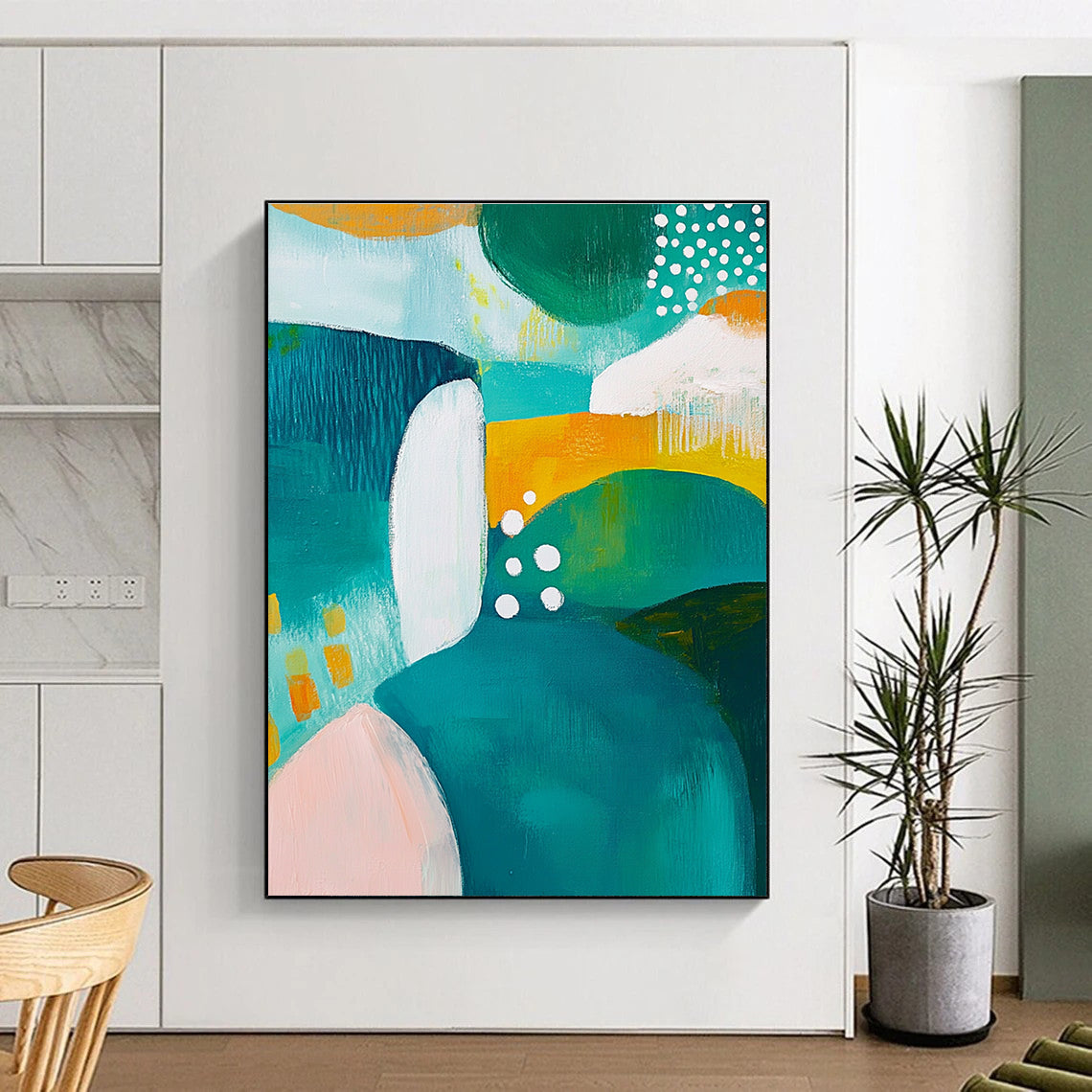 Colorful Abstract Shapes with Dots Abstract Painting with Playful Energy WINK266