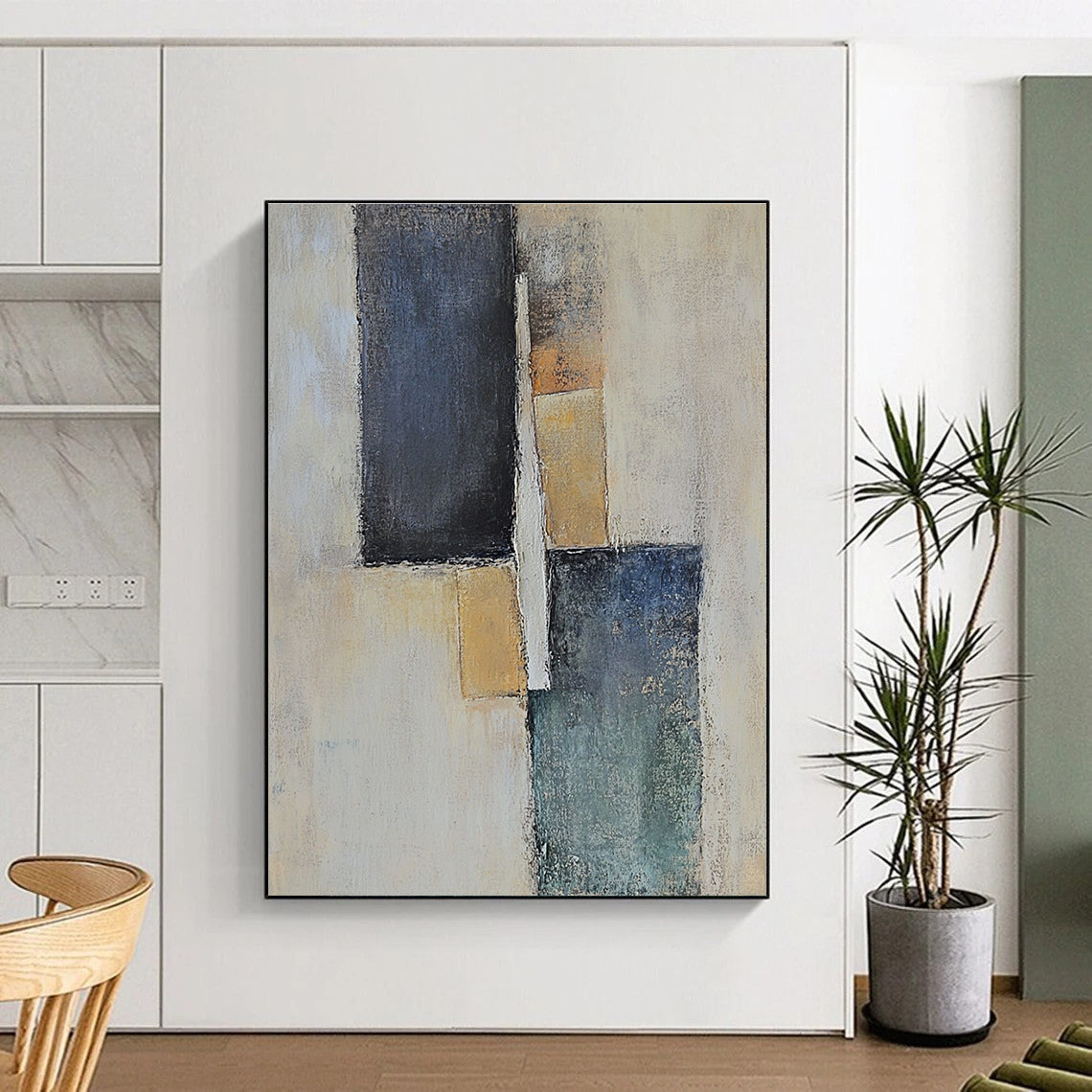 Neutral Toned Shapes Abstract Painting with Subtle Sophistication WINK147