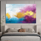 Pink and Gold Abstract Painting with Dreamy, Ethereal Cloud - like Textures ABS480