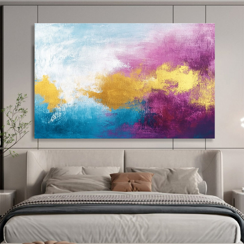 Pink and Gold Abstract Painting with Dreamy, Ethereal Cloud - like Textures ABS480