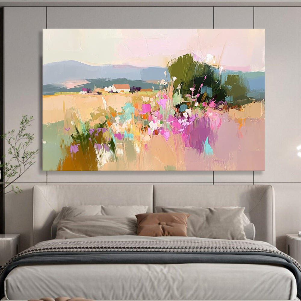 Colorful Rural Landscape Abstract Painting with Vivid Hues ABS263