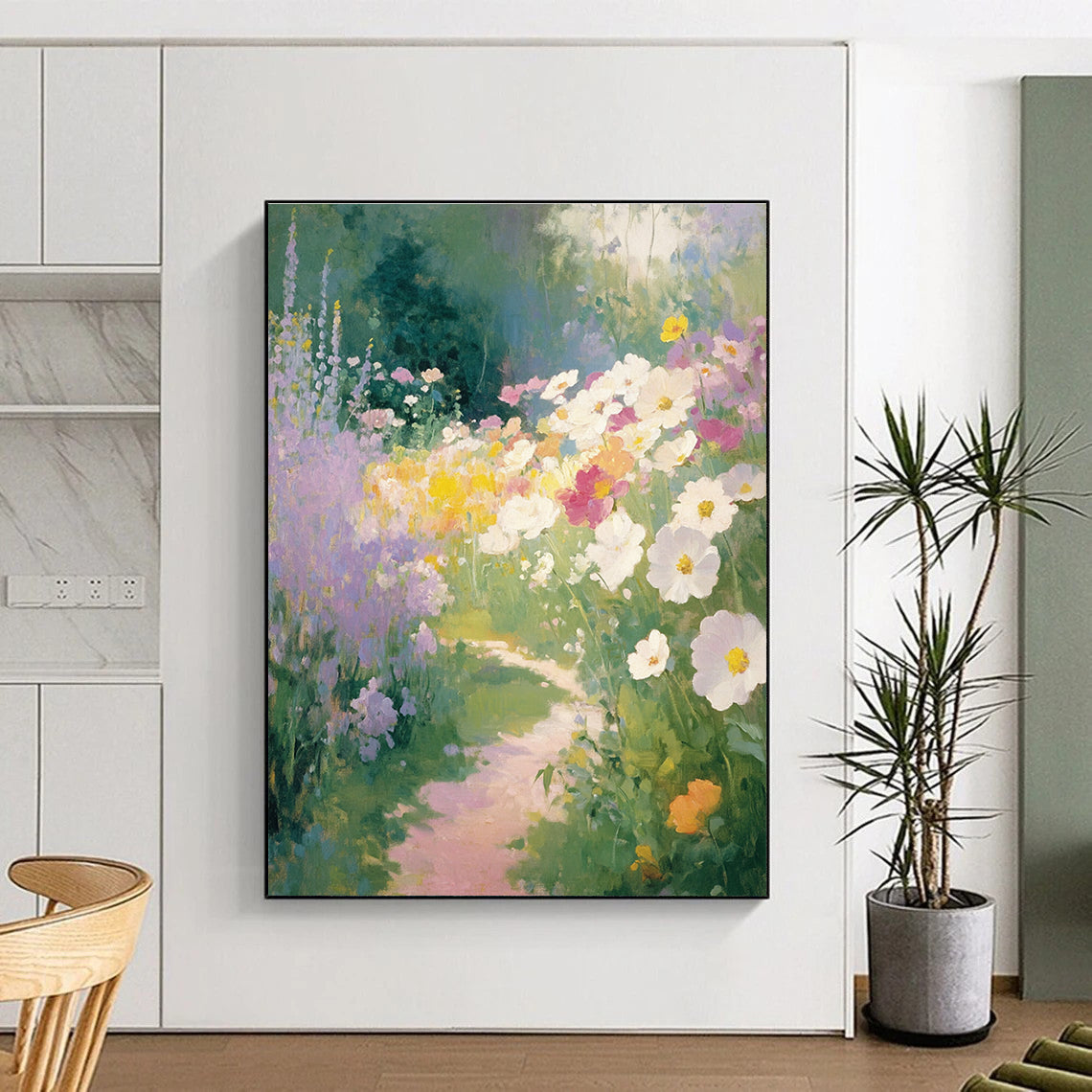 Flower - Filled Garden Path - Romantic Impressionist Art GAB0388
