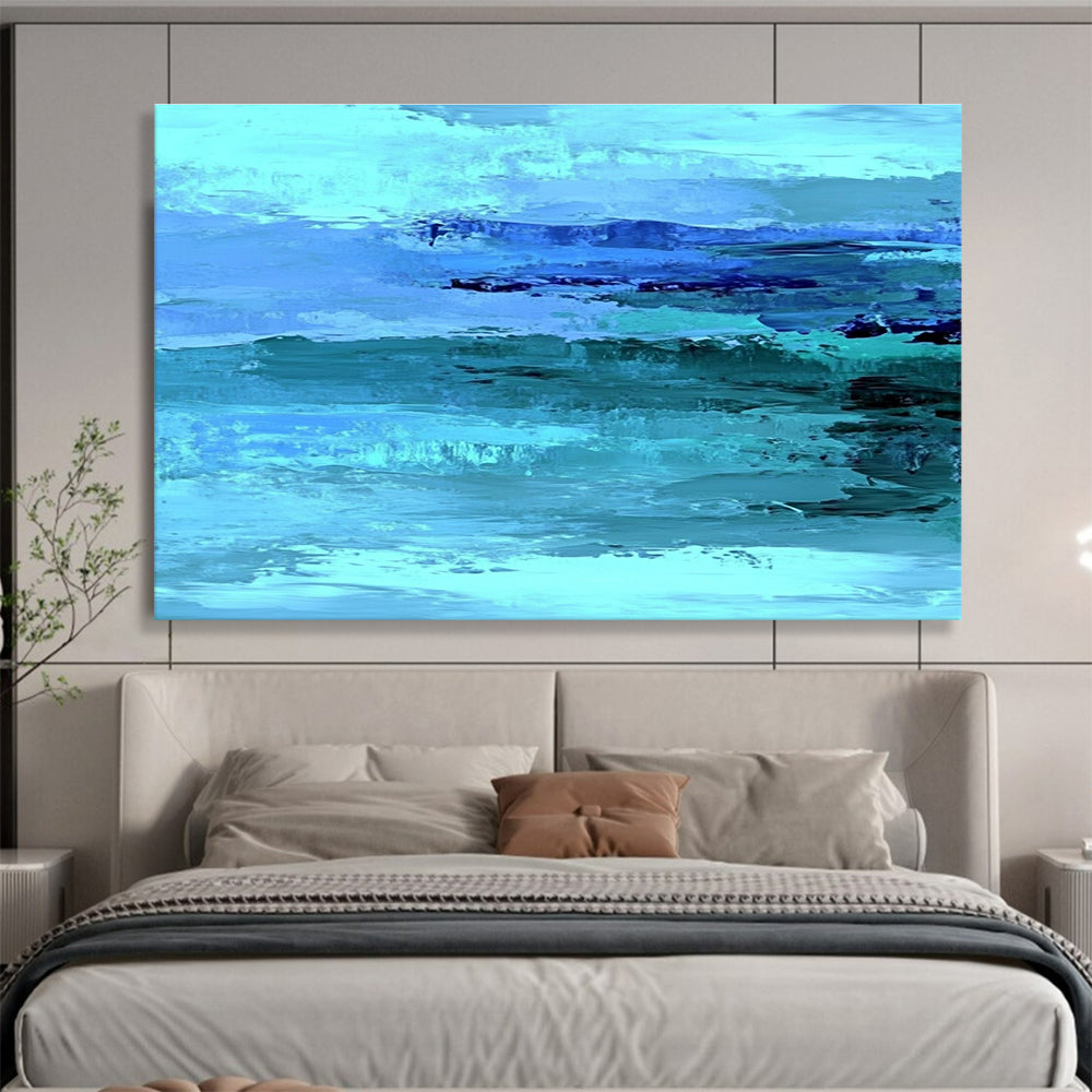 Energetic Blue Ocean Waves Abstract Painting ABS196