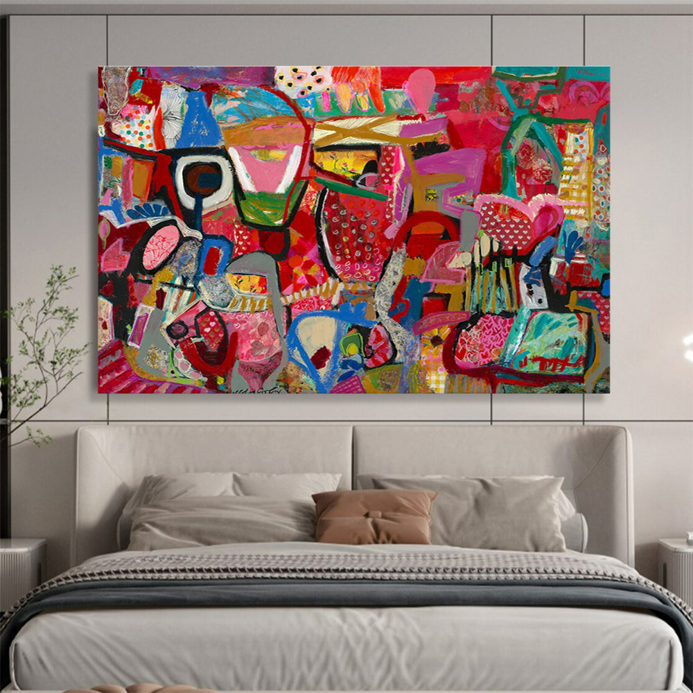 Pink - Hued Abstract Painting for Fashion - Forward Retail Spaces YHT239