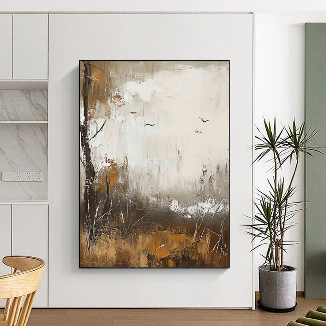 Abstract Landscape with Birds Painting for Nature - Lover's Studies HENG484