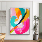 Colorful Curved Abstract Painting with Playful Rhythm WINK731