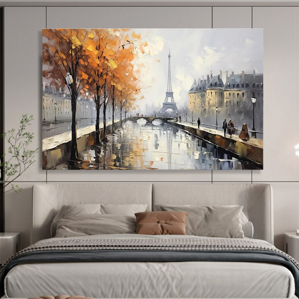 Parisian Autumn Abstract Painting for Romantic Cafes YHT171