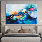 Blue - themed Colorful Abstract with Whimsical Elements Abstract Painting ABS383