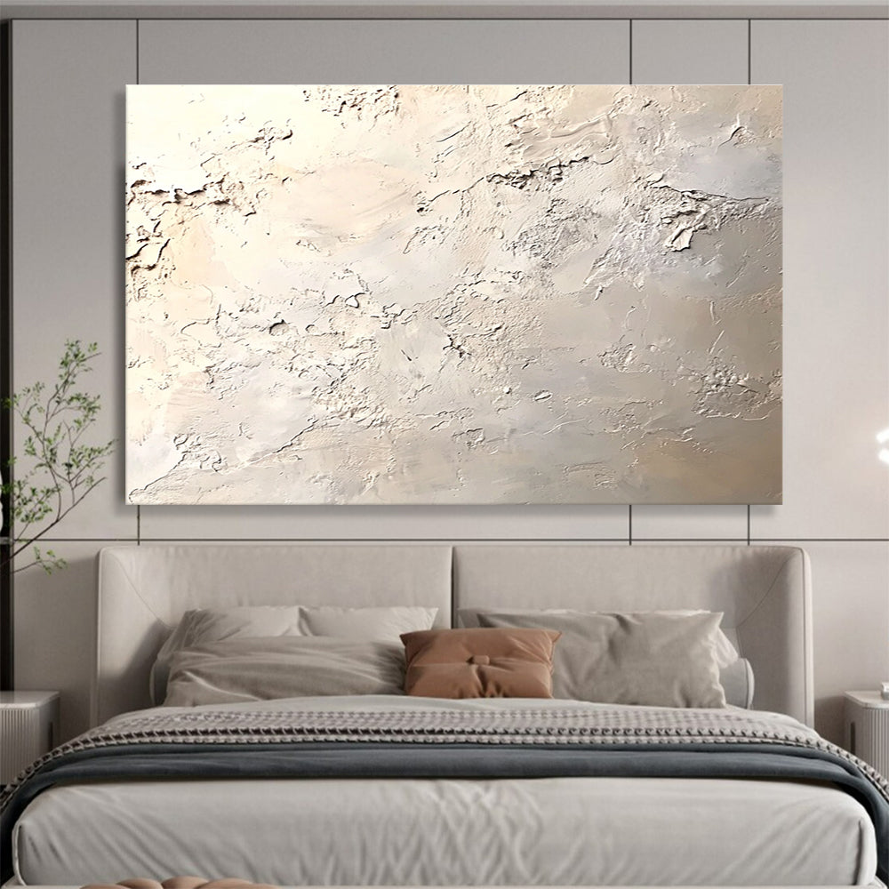 Textured Beige - White Plaster with Organic Textures Abstract Painting ABS324