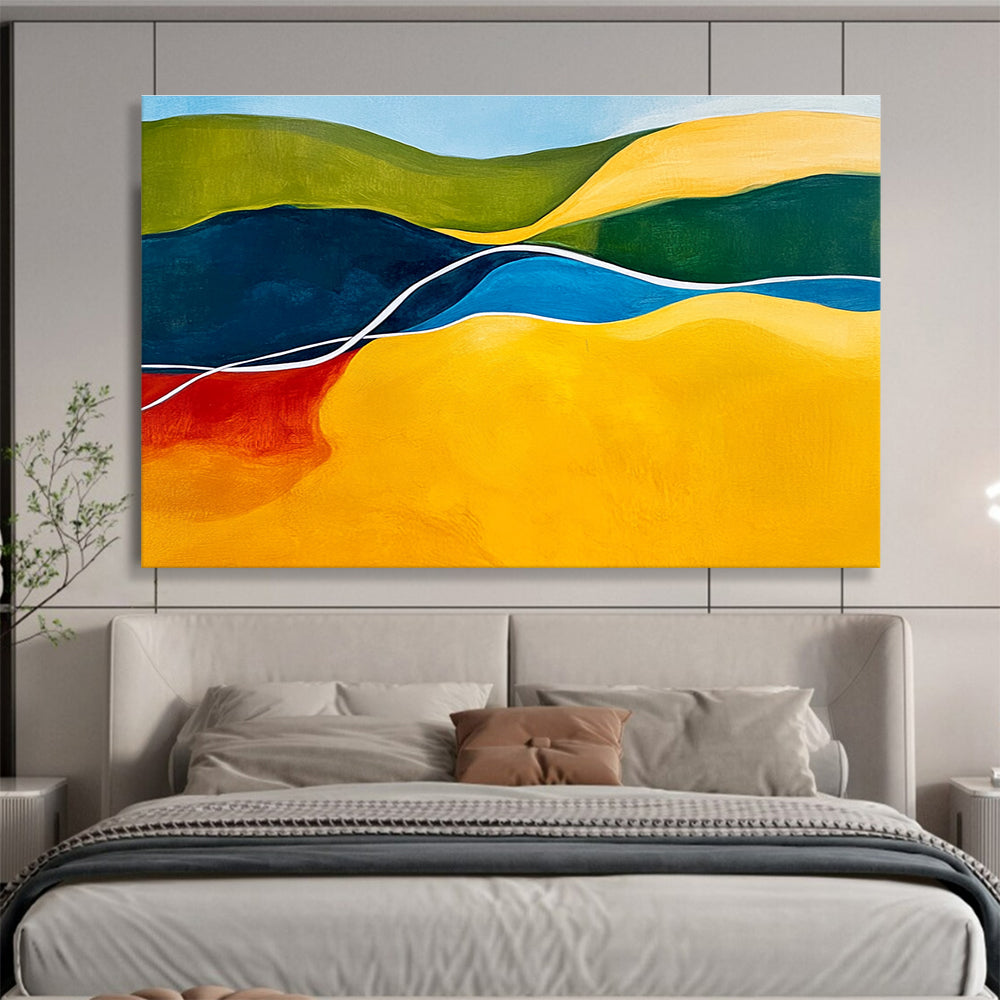 Colorful Curved - River Landscape Abstract Painting with Vivid Hues ABS229
