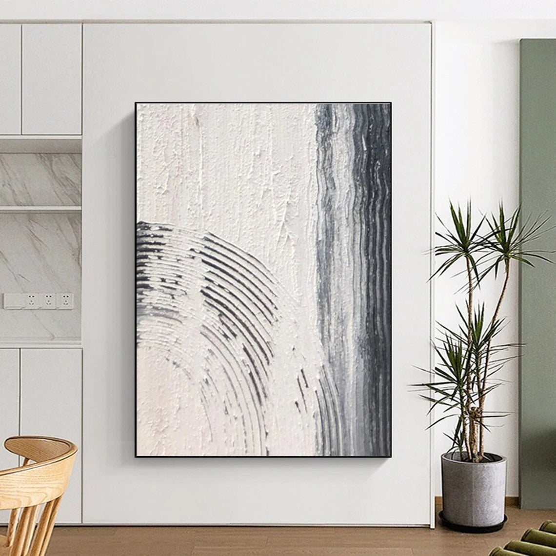 Gray - White Textured Abstract Detail Painting for Art - Centric Nooks HENG399