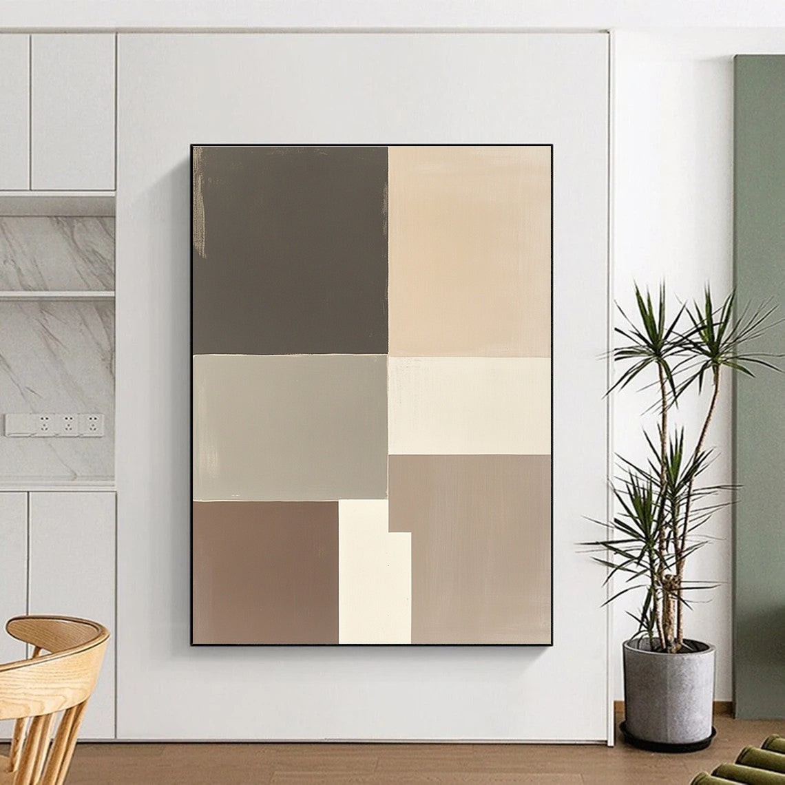 Neutral Color Blocks Abstract Painting with Minimalist Harmony WINK003