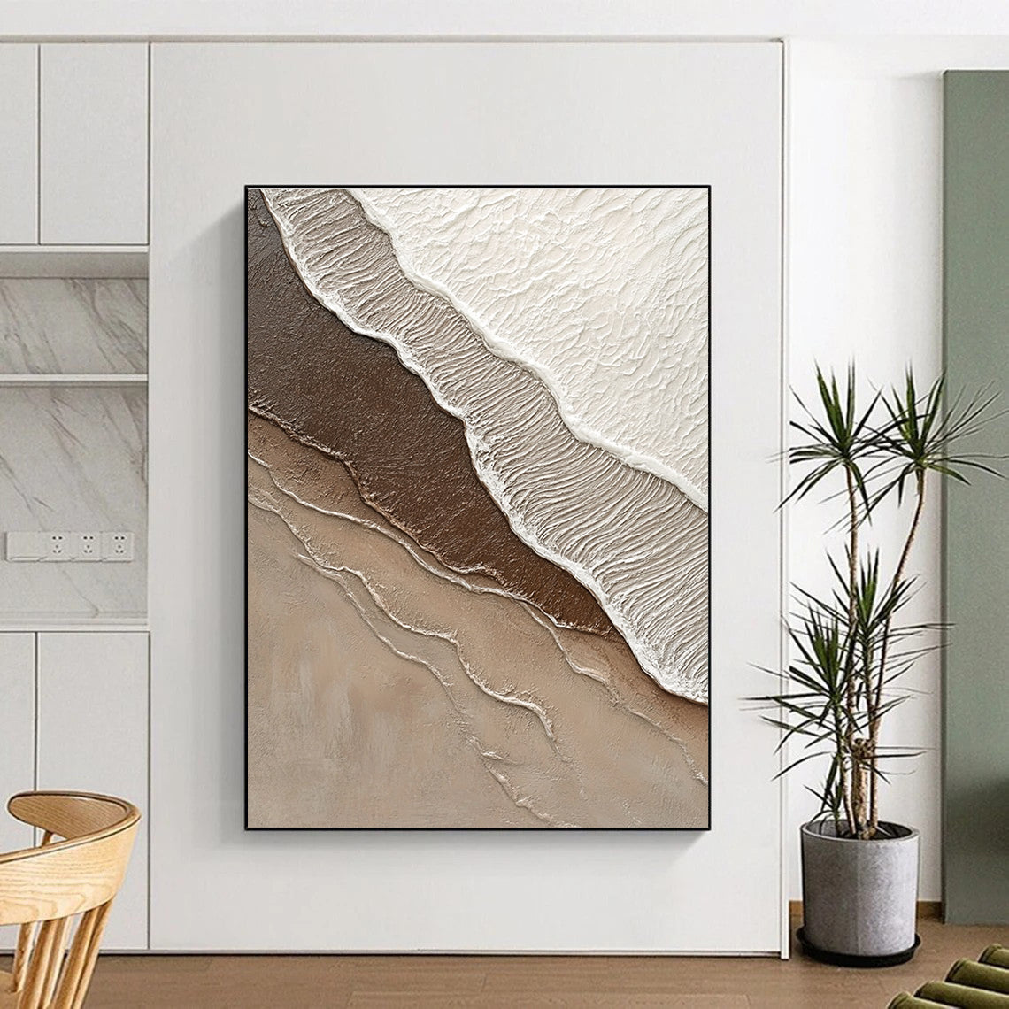 Multi - brown Wavy Textures Abstract Painting with Earthy Vibes GAB0076