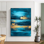 Deep Blue - Gold Abstract Layers Painting with Rich Depth WINK375