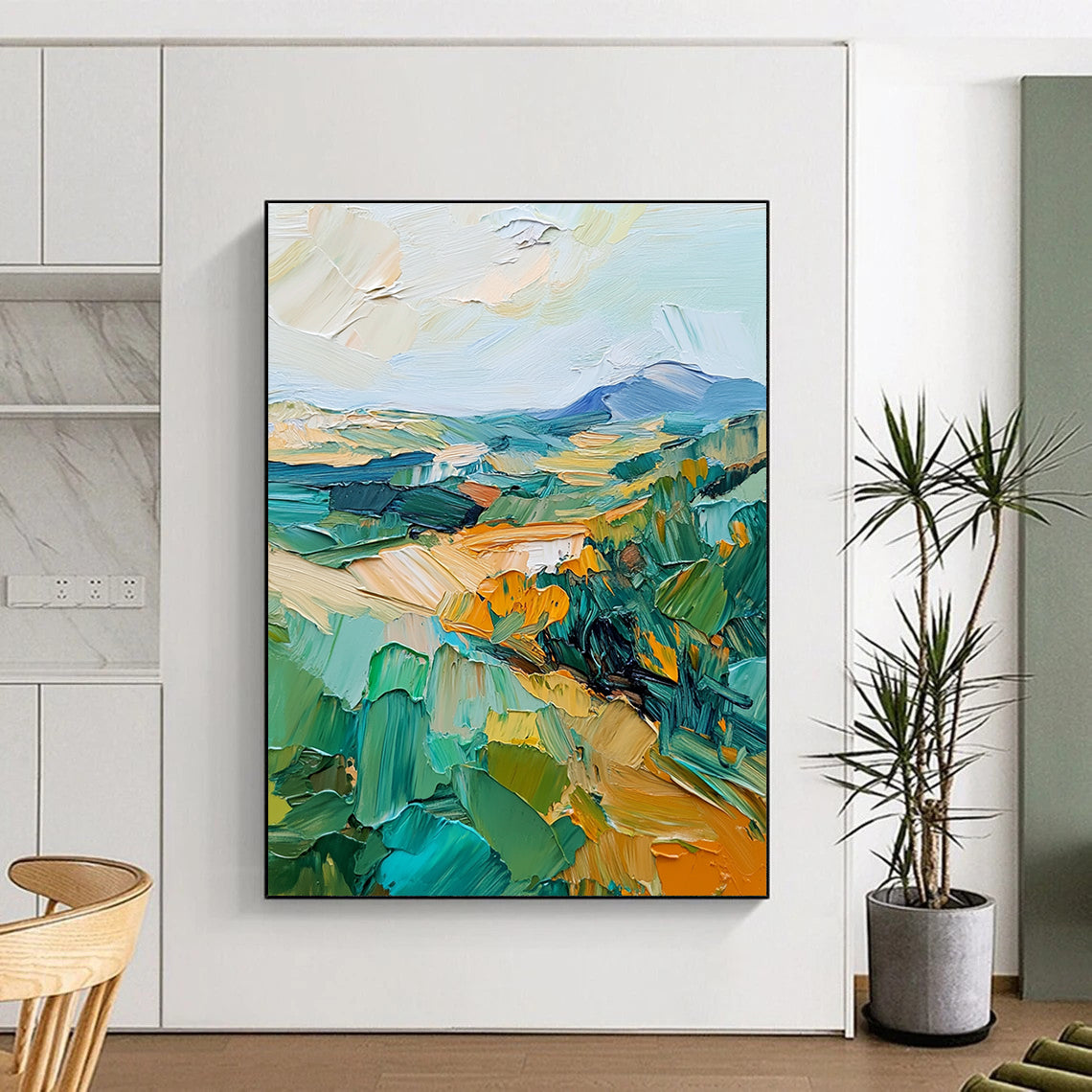Colorful Landscape Impression Abstract Painting of Vibrant Countryside GAB0096