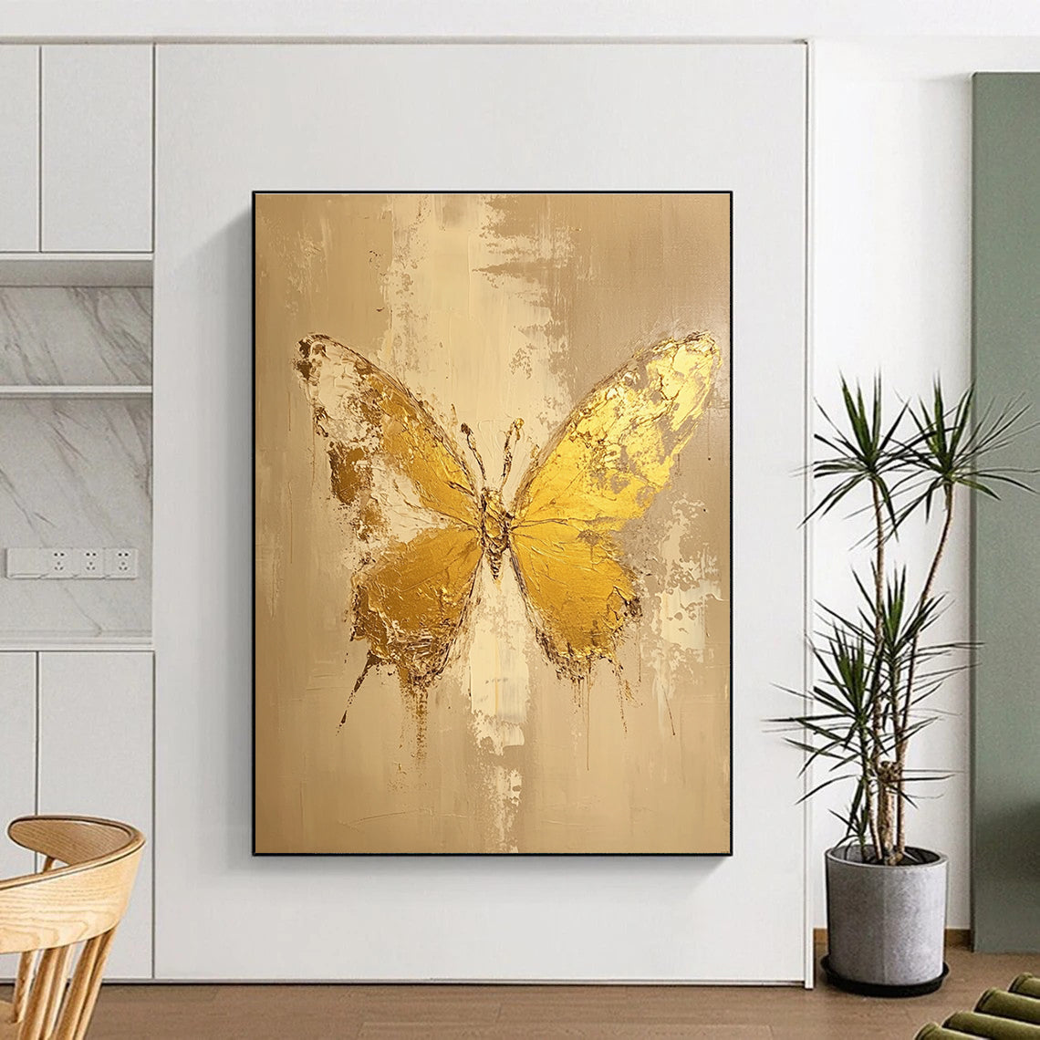 Golden Butterfly Abstract Painting for Elegant Spaces GAB0720