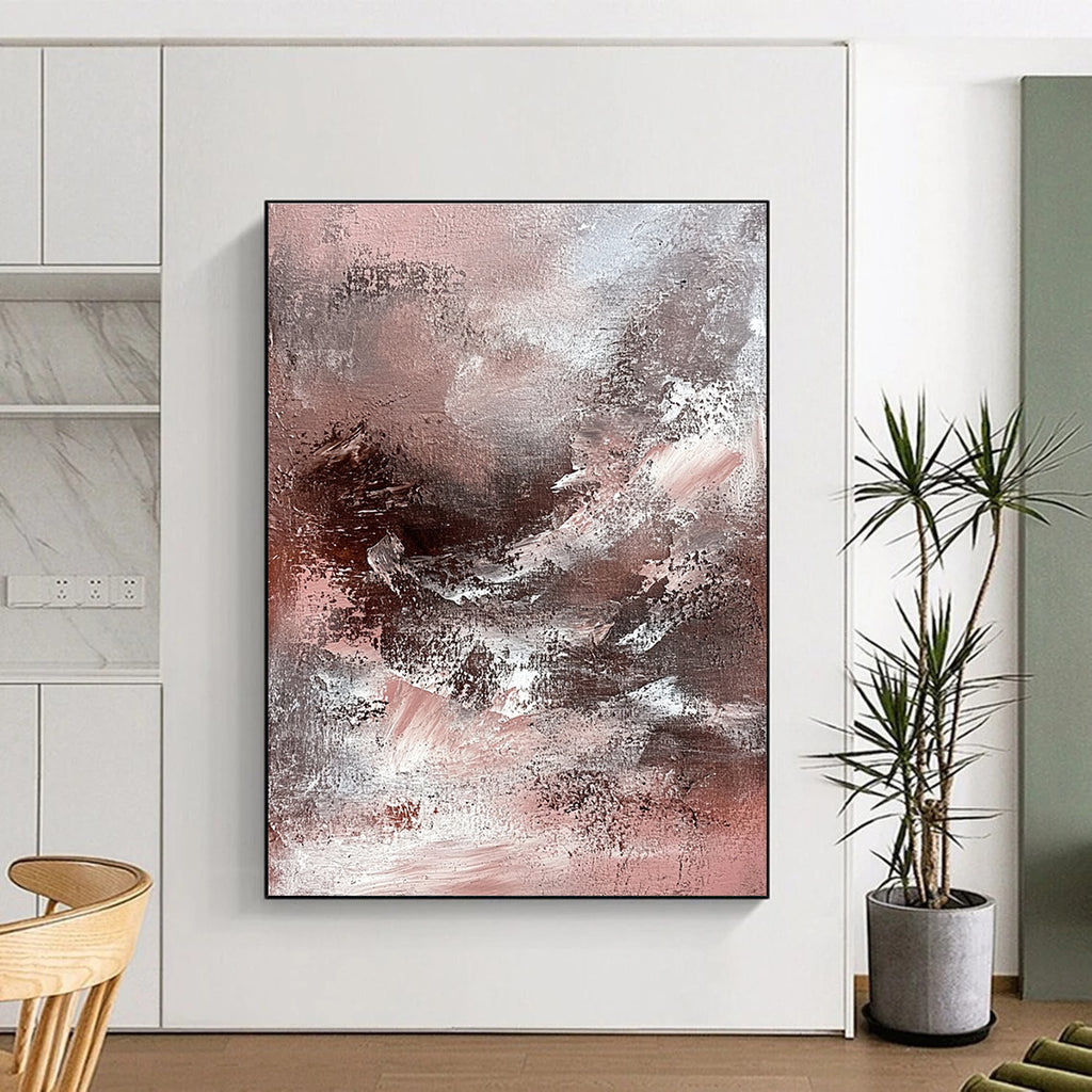 Pink Gray Abstract Painting with Subtle Drama WINK770
