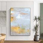 Gold - Accented Light Abstract Painting for Luxury Home Interiors HENG160
