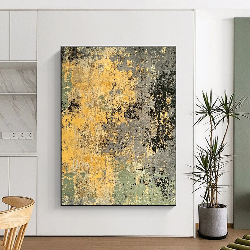 Yellow - Gray Abstract Rug with Rustic Charm WINK403