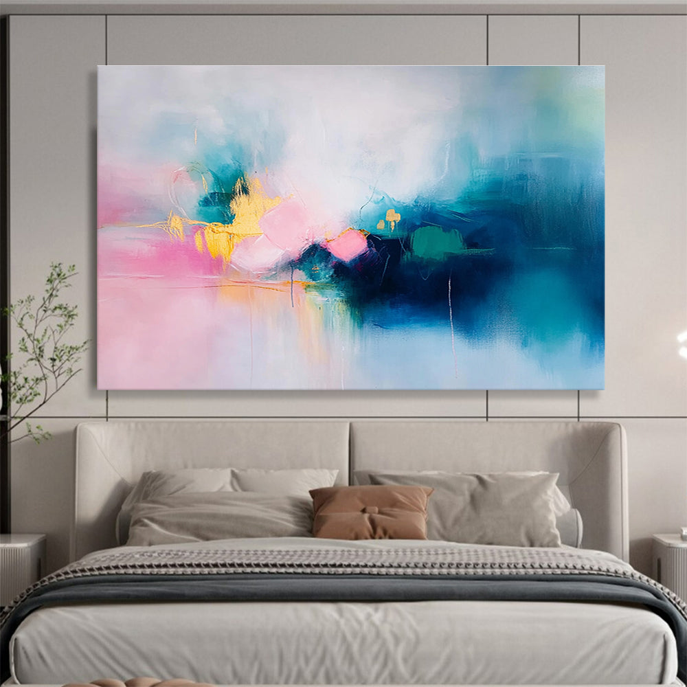 Dreamy Color Fusion Abstract Painting with Soft Blended Tones ABS541