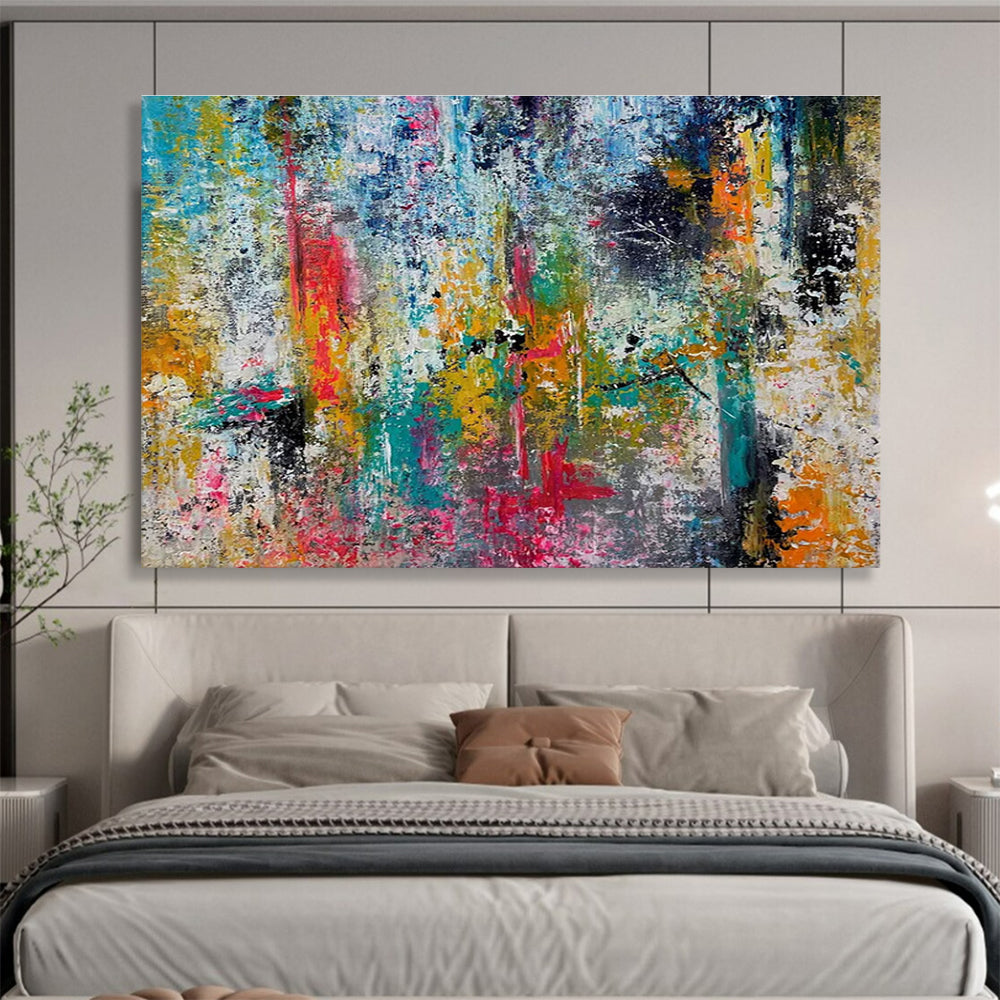 Colorful Abstract Splash Painting for Vibrant Living Rooms YHT330