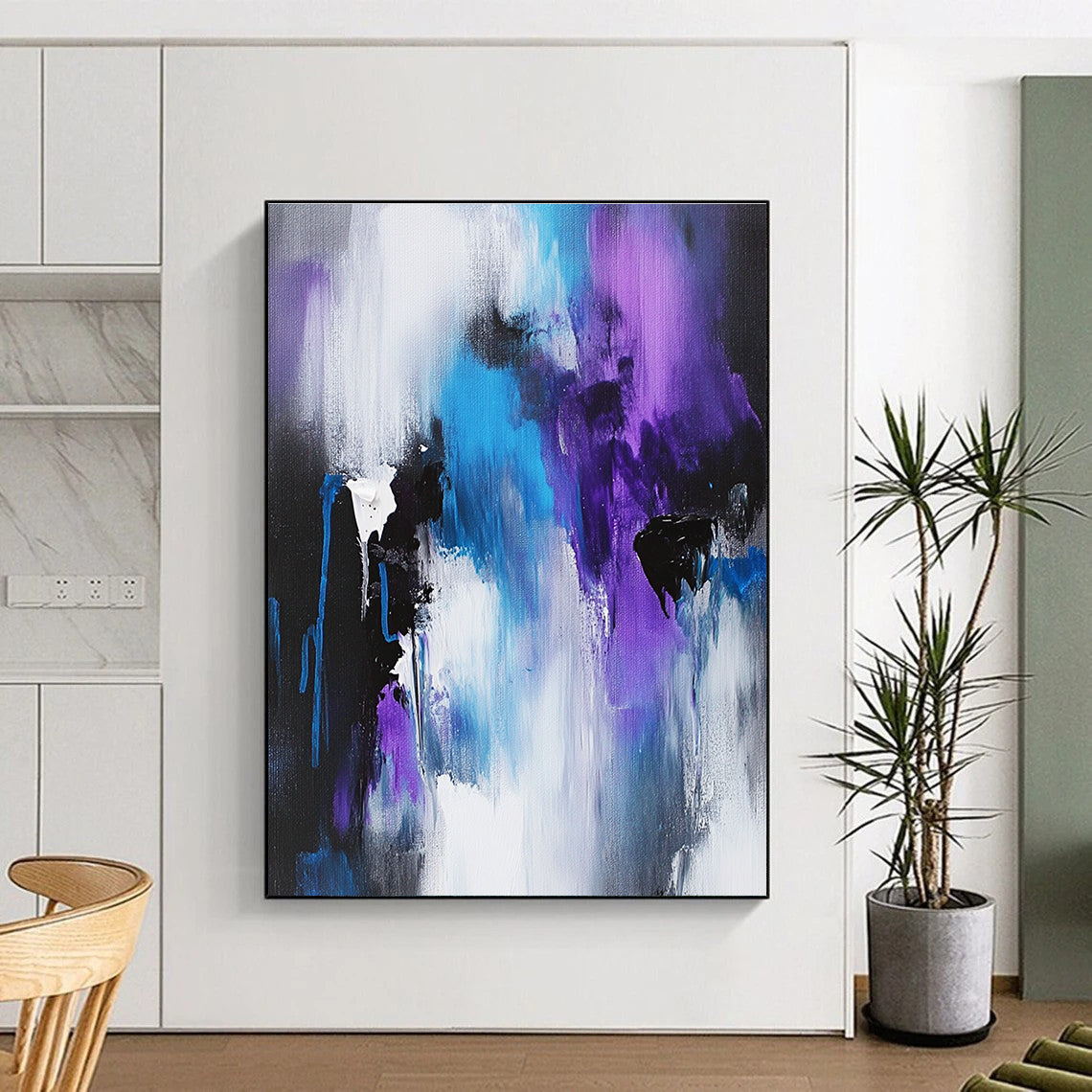 Blue - Purple Abstract Fusion Painting with Mysterious Depth WINK410