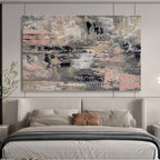 Gray - Pink Abstract Textures Painting for Minimalist Living Rooms YHT380