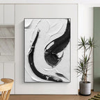 Black - White Vertical Stroke Art Abstract Painting for Contemporary Entrances HENG377