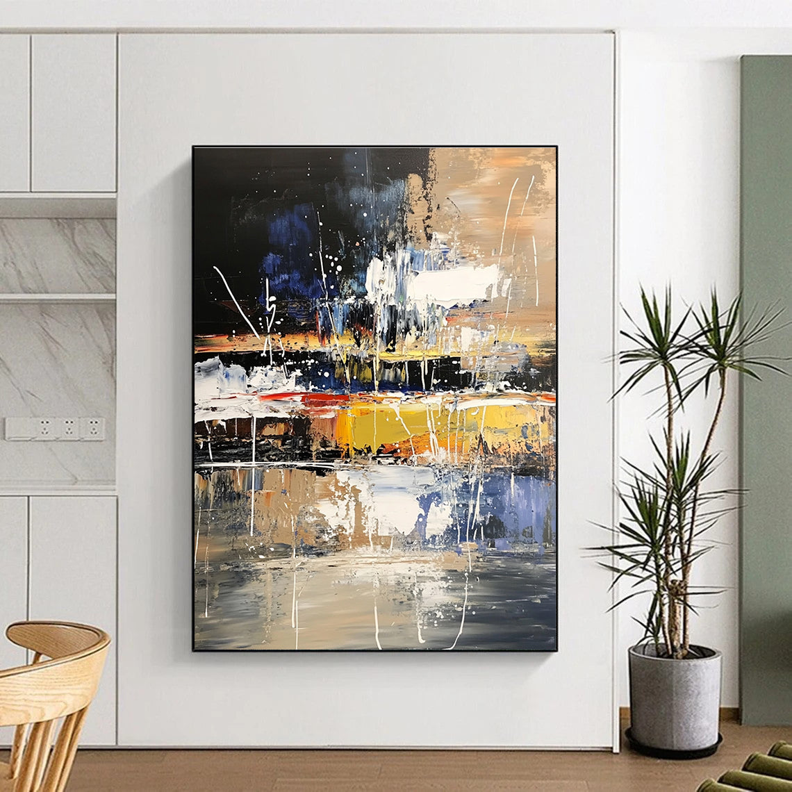 Dynamic Color Splash Abstract Painting for Artistic Event Venues GAB1209