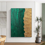 Green and Gold Abstract Painting with Textured Surfaces WINK835