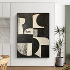 Black and White Shapes with “fum” Conceptual Graphic Abstract Painting GAB0275