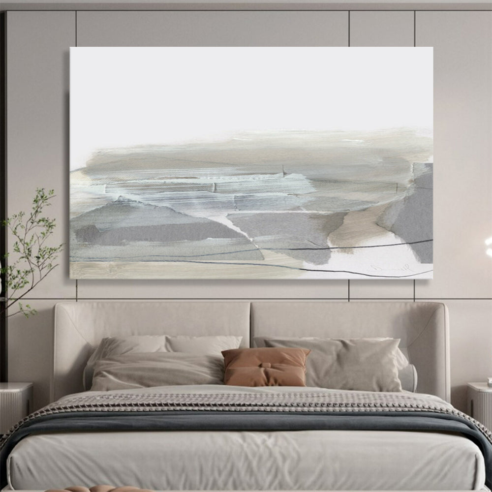 Grey - Toned Landscape Abstract Painting for Minimalist Interiors YHT130