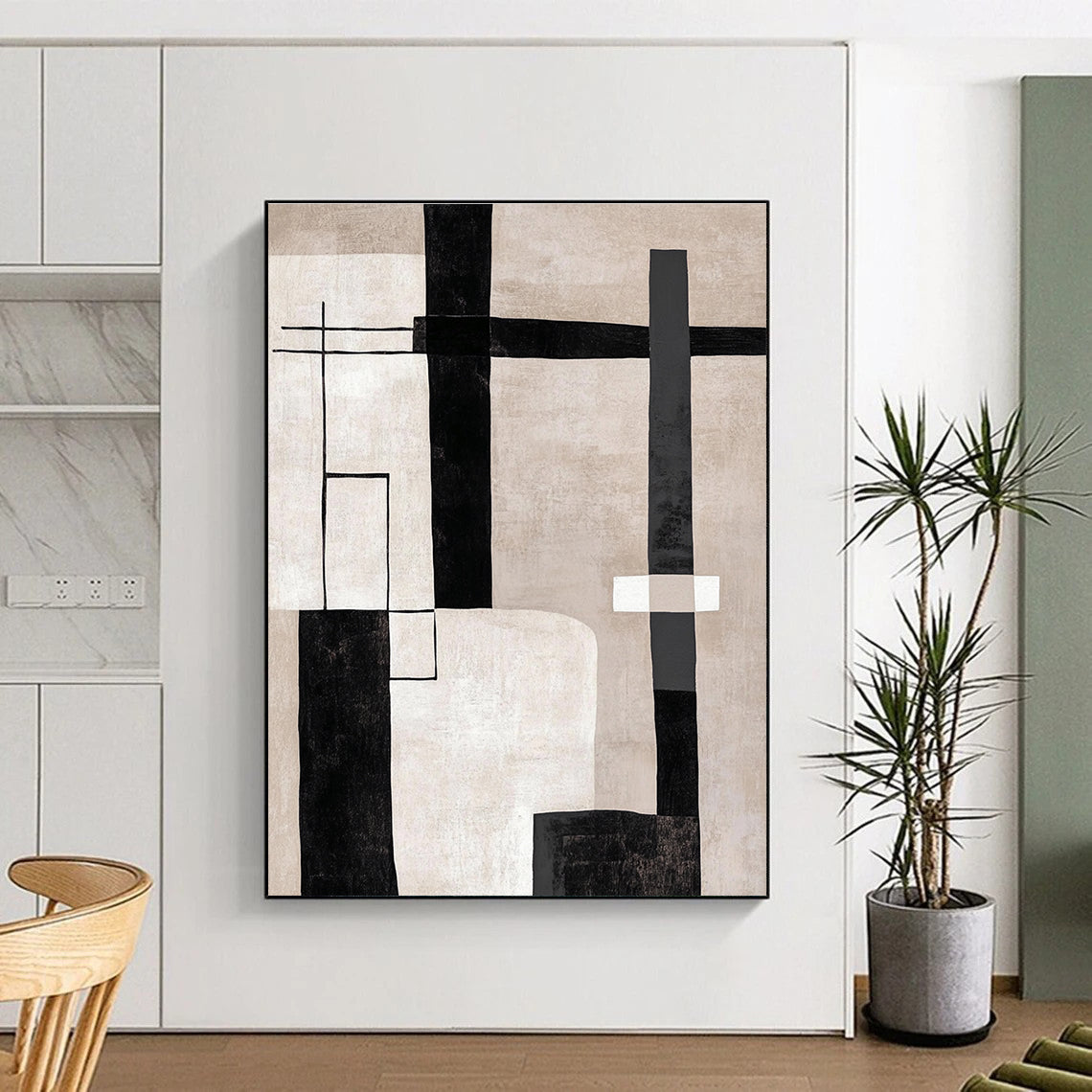 Geometric Neutral Abstract Painting for Industrial - Chic Lofts GAB0781