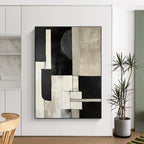 Geometric Monochrome Abstract Painting with Bold Simplicity WINK532