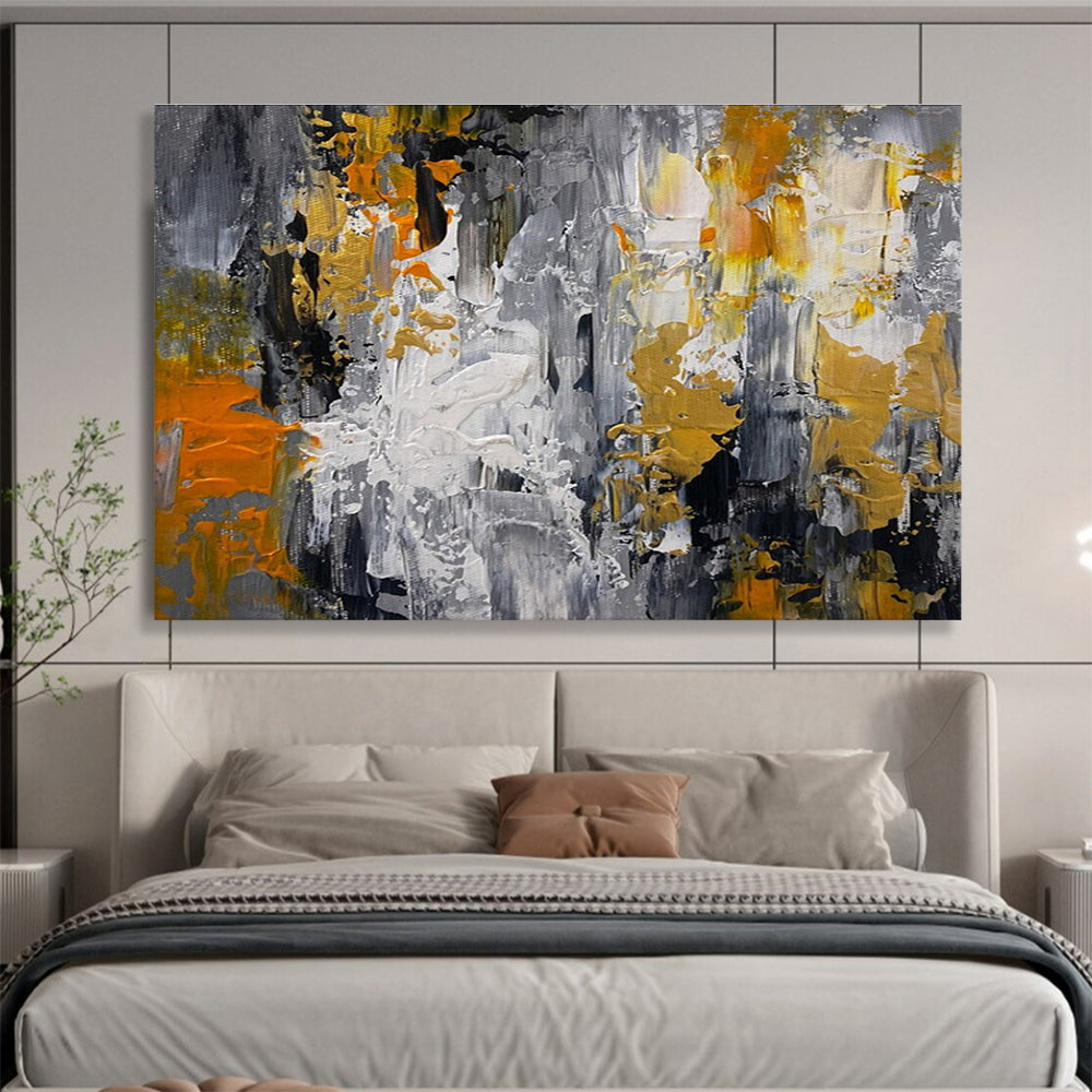Gray and Gold Abstract City Painting for Industrial - Chic Lofts YHT358