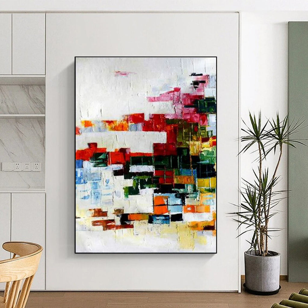 Muted Color Block Abstract Painting for Minimalist Home Offices HENG417