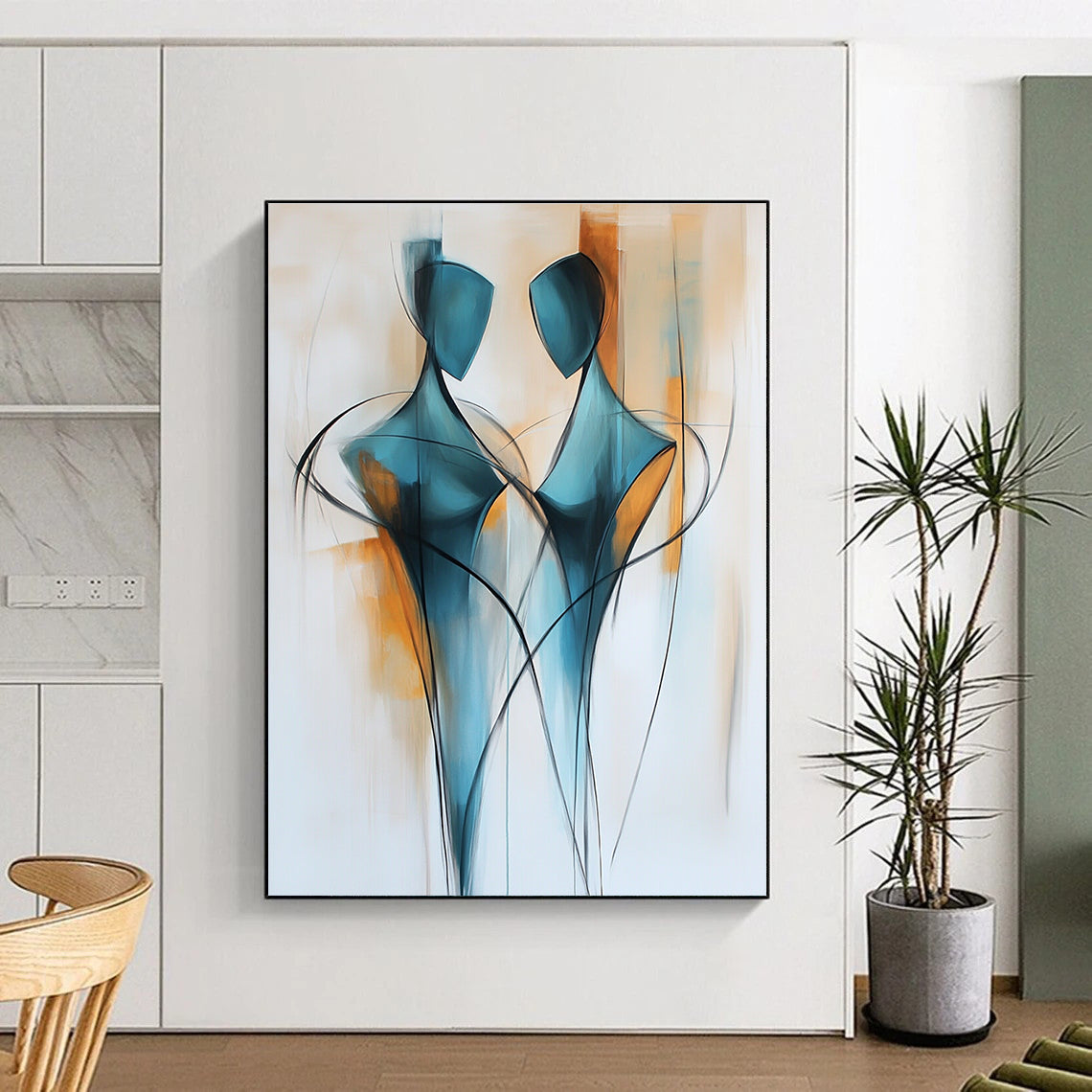 Dual Figure Abstract Painting for Contemporary Dance Studio Lounges GAB1175