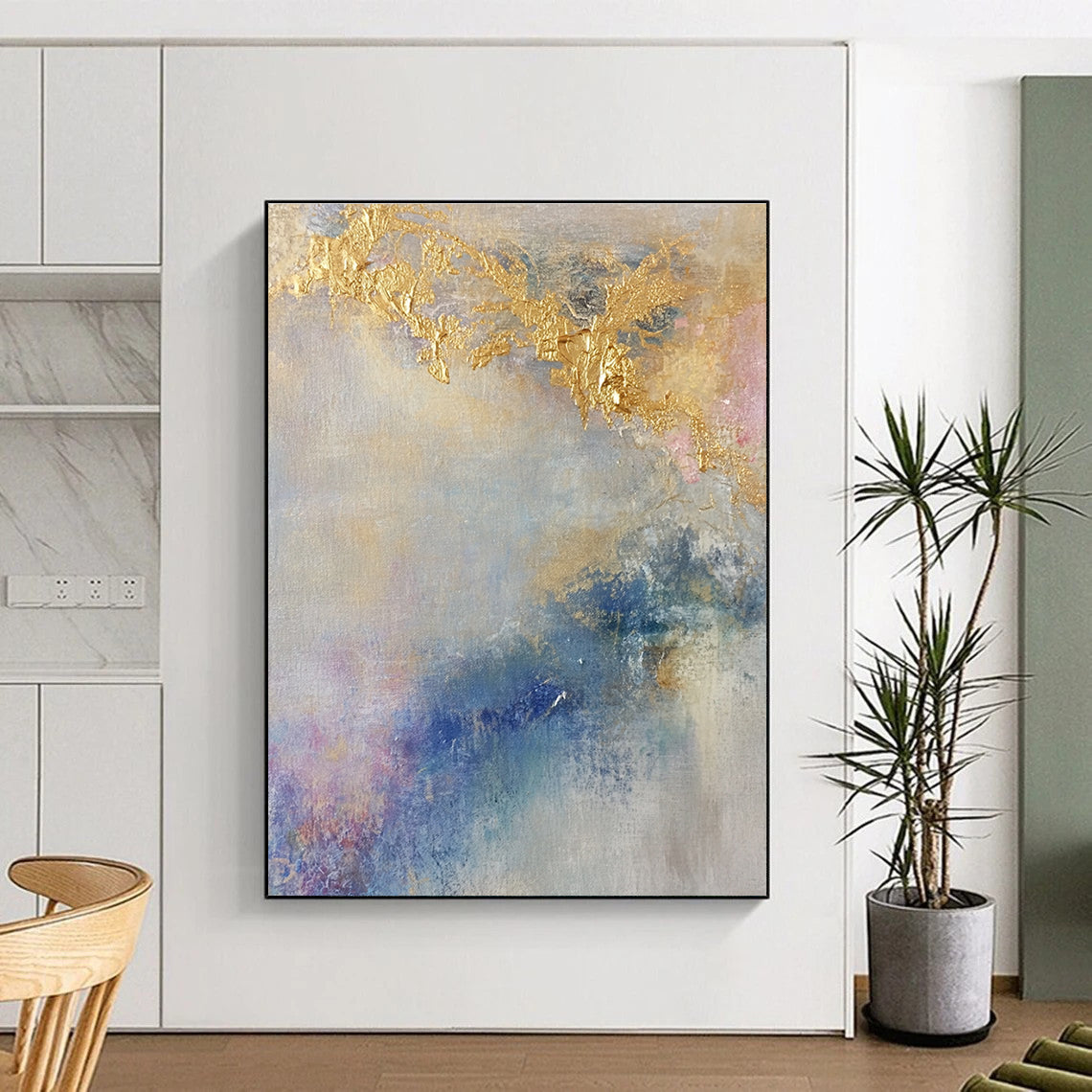Gold - Accented Pastel Abstract Painting for Romantic Bed and Breakfasts GAB0838