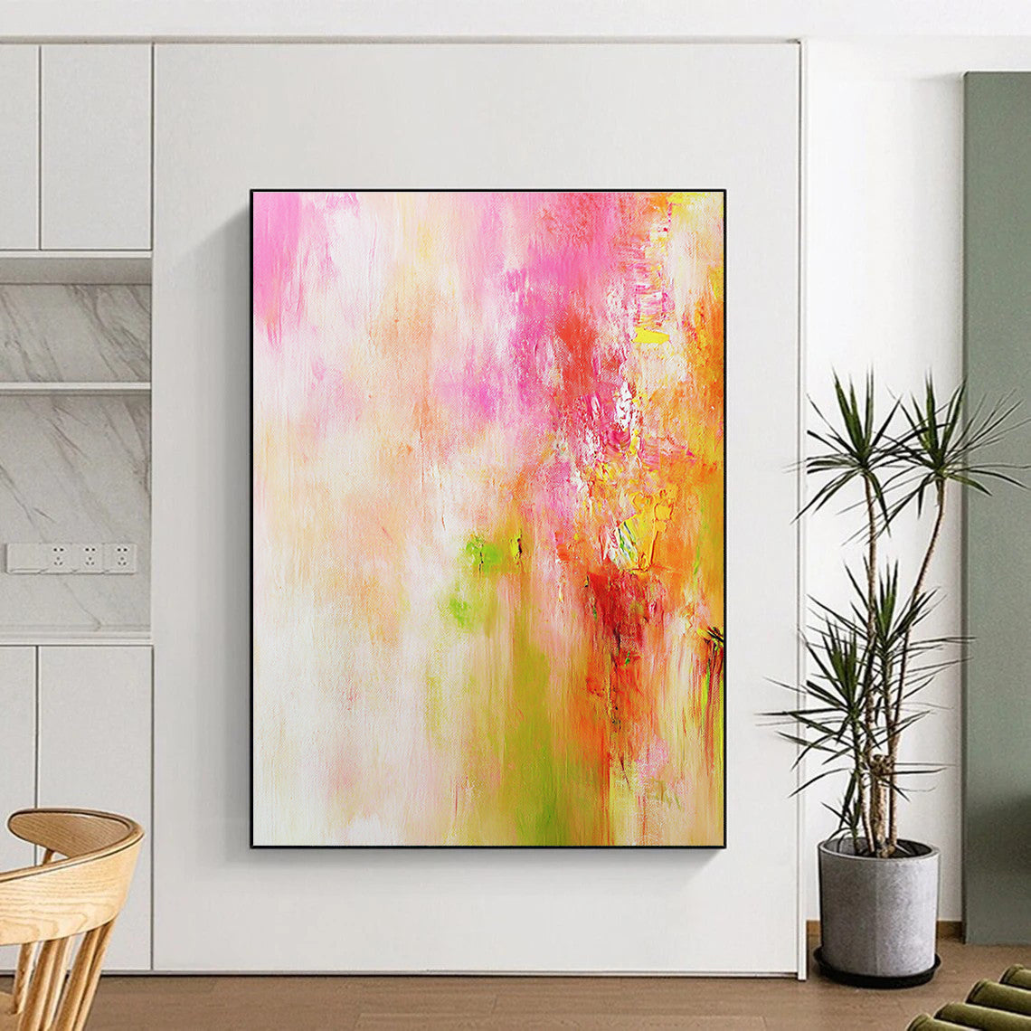 Pink Orange Abstract Painting with Dreamy Warmth WINK704