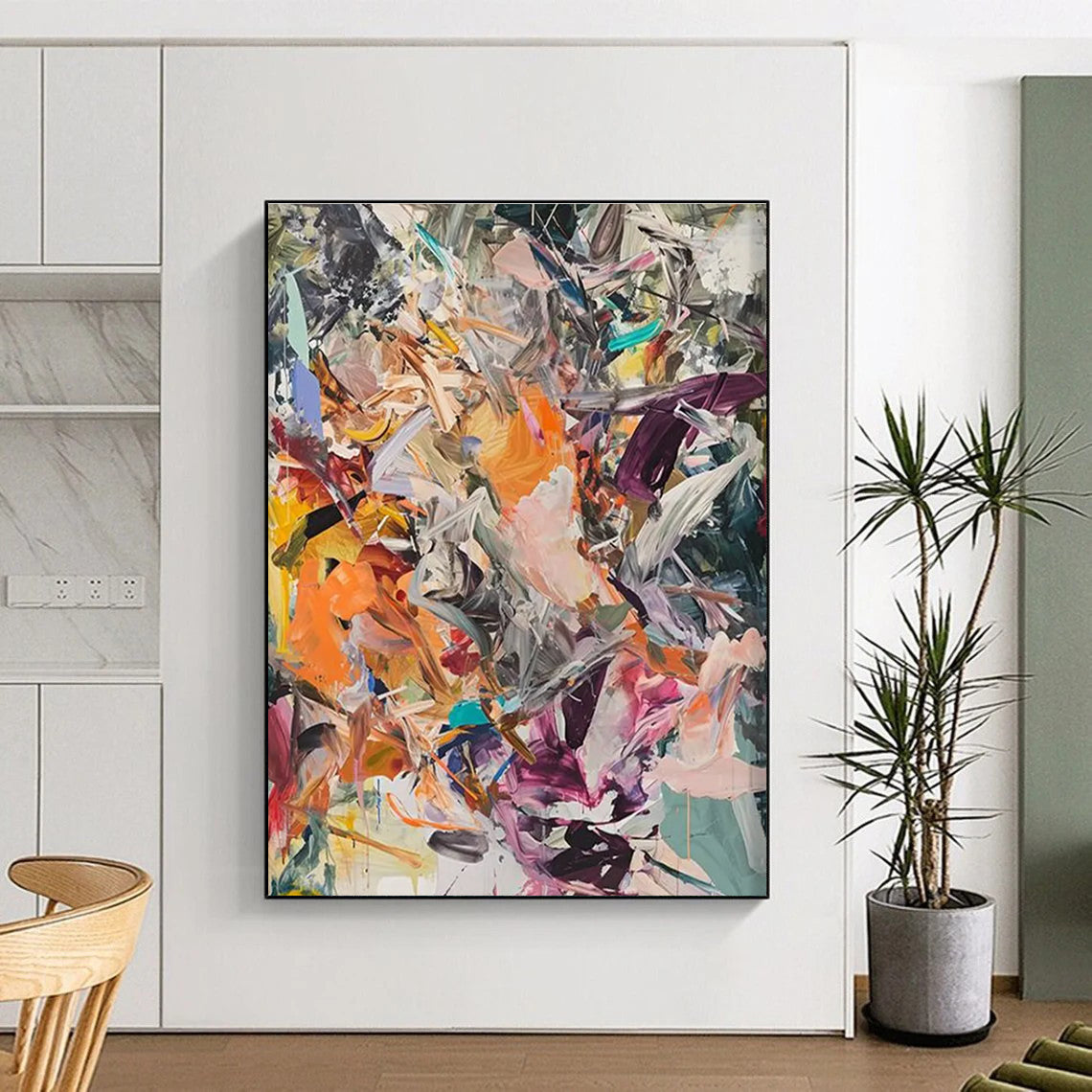 Dynamic Color Swirl Abstract Painting for Creative Agency Meeting Rooms HENG098