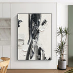 Expressive Monochrome Abstract Painting for Bold Dining Rooms HENG446