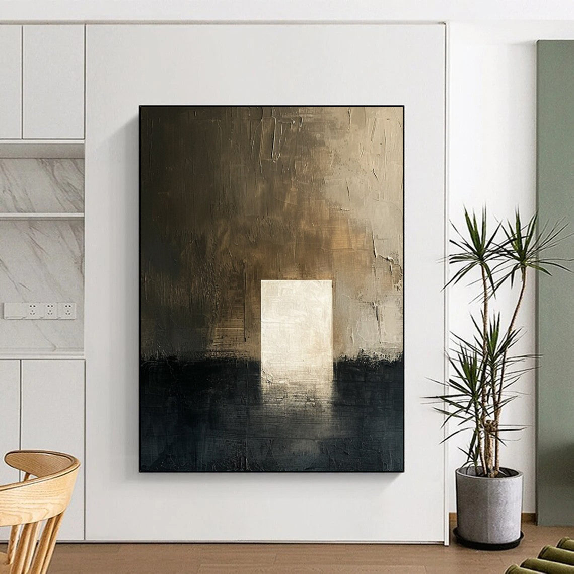 Dark Light Abstract Painting for Industrial - Style Lounges HENG008