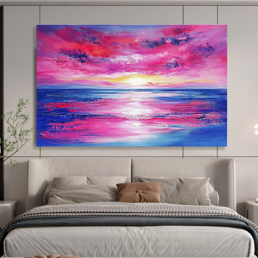 Dreamy Pink - Purple Sunset Romantic Seascape Painting ABS128